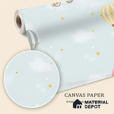 Rainbow and Hot Air Balloons Kids Room Customized Wallpaper - Canvas