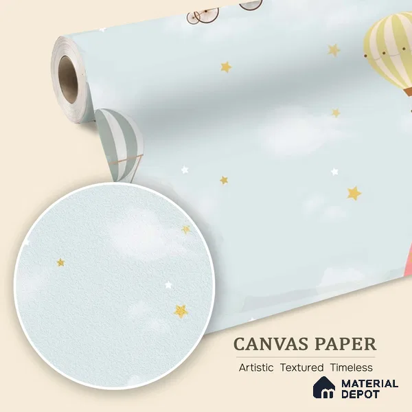 Rainbow and Hot Air Balloons Kids Room Customized Wallpaper - Canvas