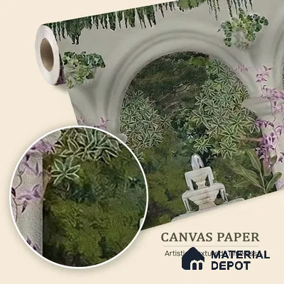Saanjh, Foliage Theme Wallpaper for Walls Sukoon Series Canvas Patterned Design (Customised Size Wallpaper)