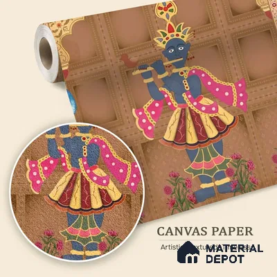 Shrinathji's Garden: Pichwai Inspired Wallpaper for Rooms Sukoon Series Canvas Patterned Design (Customised Size Wallpaper)