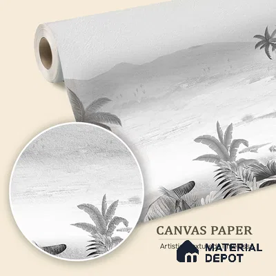 Silent Night, Tropical Beach Wallpaper, Black and White Sukoon Series Canvas Tropical Design (Customised Size Wallpaper)