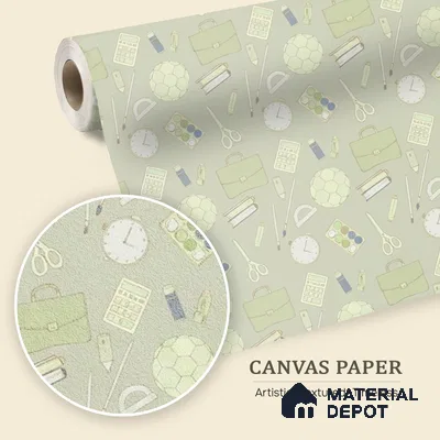 Tools for Adventure Green Canvas Kids Room Wallpaper - 10 Meter x 19.68 Inches, 54 Sq. Ft. (Min. 15% Wastage)