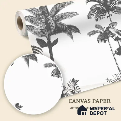 Tropical Monochrome, Room Wallpaper Sukoon Series Canvas Tropical Design (Customised Size Wallpaper)