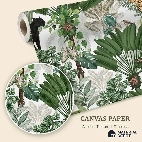 Tropical Tales: Deep Forest Wallpaper Sukoon Series Canvas Tropical Design (Customised Size Wallpaper)