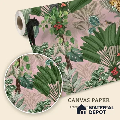 Tropical Tales: Deep Forest Wallpaper, Pink Sukoon Series Canvas Tropical Design (Customised Size Wallpaper)