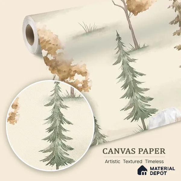 Wildlife Campout in the Jungle, Design for Kids, Autumn 10 Meter x 19.68 Inches Canvas Paper Type Wallpaper -54 Sq. Ft. | Minimum 15% wastage during installation