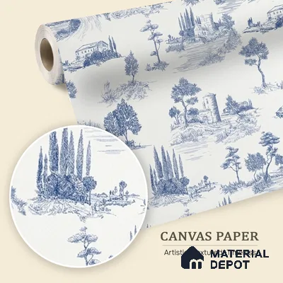 Chic Toile Design 10 Meter x 19.68 Inches Canvas Wallpaper - 54 Sq. Ft. | Minimum 15% wastage during installation