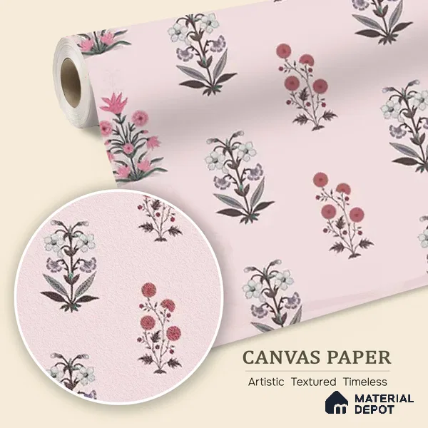 Buti Bliss Indian Motifs Room Pink Color Canvas (Customised Wallpaper)