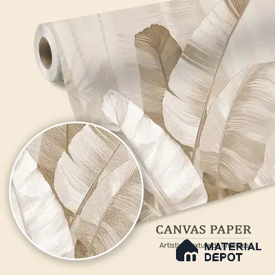 Pallav A Beige Color Tropical Canvas (Customised Wallpaper)