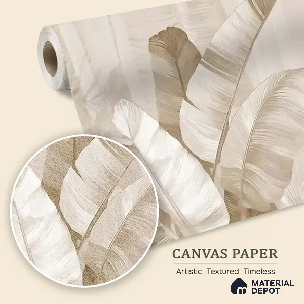Pallav A Beige Color Tropical Canvas (Customised Wallpaper)