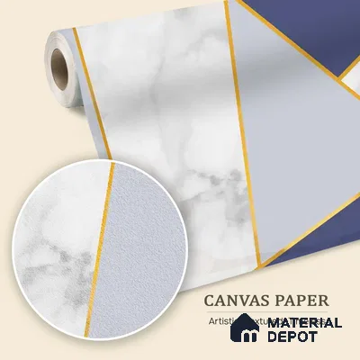 Golden Stripes With Marble Design Room Customised Blue Canvas (Customised Wallpaper)