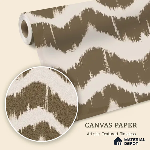 Waves Modern Abstract for Walls Muddy Brown Canvas (Customised Wallpaper)