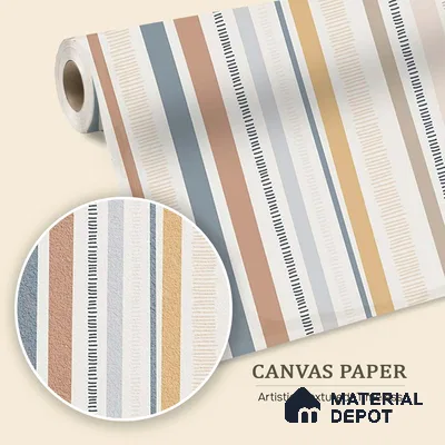 Linear Theme Abstract Modern Striped 10 Meter x 19.6 Inches Multicolor Canvas Wallpaper - 54 Sq. Ft.