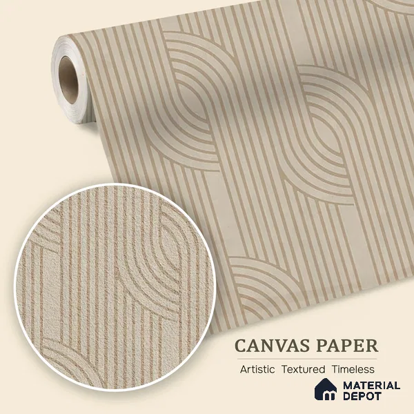 WP 03682 B | Arc Fusion Abstract Modern Look | Warm Beige Arch Line Geometric Look Wallpaper Canvas (Customised Size)