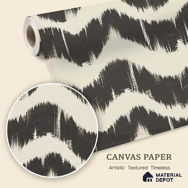 Charcoal Waves Modern Abstract for Walls Canvas (Customised Wallpaper)
