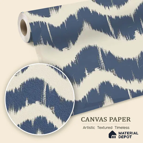 Indigo Waves Blue Modern Abstract for Walls Canvas (Customised Wallpaper)