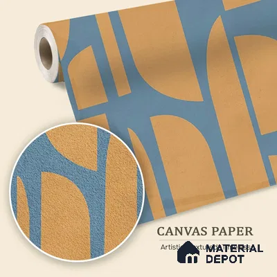 Rhythms Abstract Theme Modern Room , Blue & Yellow Canvas (Customised Wallpaper)