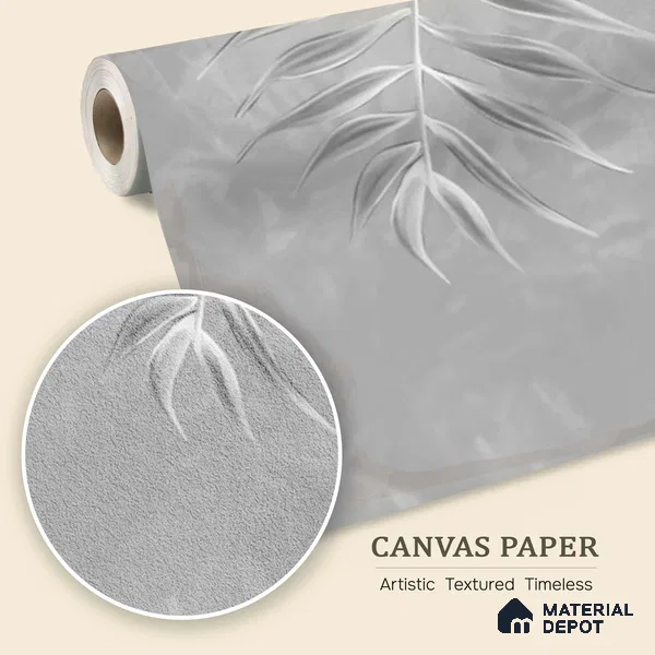 Misty Tropics Grey Tropical Leaf Customised Canvas (Customised Wallpaper)