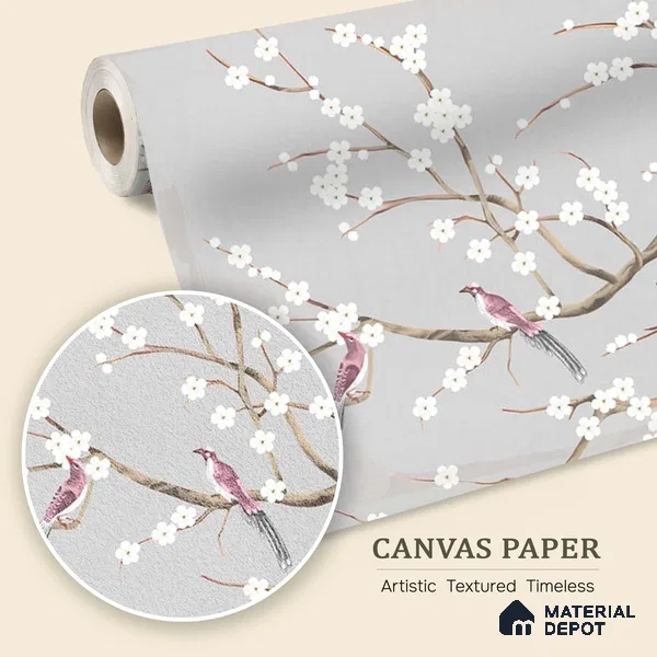 Plum Blossom Chinoiserie Style for Rooms Canvas (Customised Wallpaper)