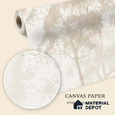 Vintage Forest Theme for Rooms, Sandy Beige Canvas (Customised Wallpaper)