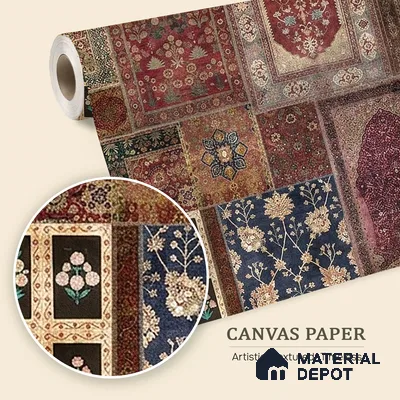 Aalishan Exquisite Indian Carpet Design Canvas Wallpaper for Walls