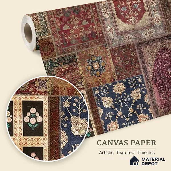 Aalishan Exquisite Indian Carpet Design Canvas Wallpaper for Walls