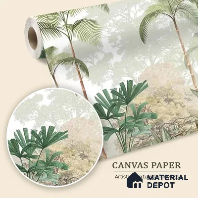 Kaira, Nature Theme Tropical Canvas Wallpaper for Rooms, Green (Customised Size)