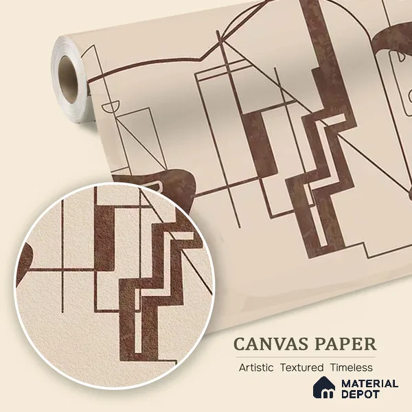 Timeless Structures Brown Abstract Customised Canvas Wallpaper for Rooms