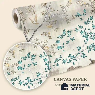 Grandeur in Silver Chinoiserie Canvas Wallpaper for Wall, Customised