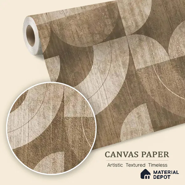 Sutra Sepia Abstract Geometric Pattern 10 Meter x 19.68 inches Canvas Wallpaper - 54 Sq. Ft. | Minimum 15% wastage during installation