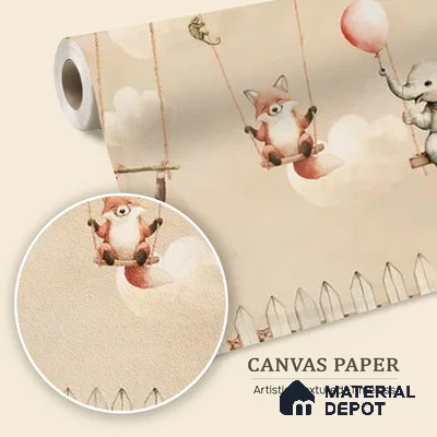 Giggle Garden Dusky Amber Kids Room Wallpaper Canvas (Customized Size Wallpaper)