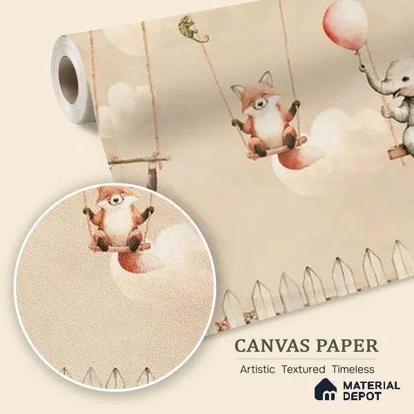 Giggle Garden Dusky Amber Kids Room Wallpaper Canvas (Customized Size Wallpaper)