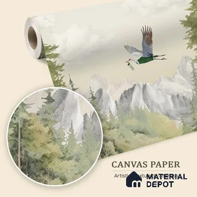 Animals Jungle Camp Canvas Wallpaper for Kids Rooms (Customized Size Wallpaper)