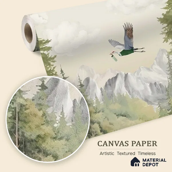 Animals Jungle Camp Canvas Wallpaper for Kids Rooms (Customized Size Wallpaper)