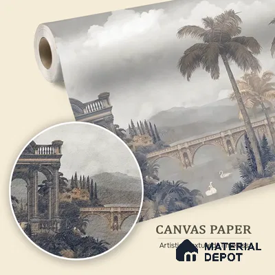 Majestic Foliage Epoch Customised Wallpaper Blue & Sepia