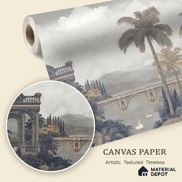 Majestic Foliage Epoch Customised Wallpaper Blue & Sepia