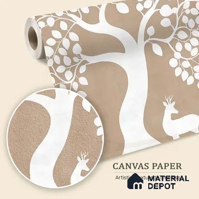 Beige Pichwai Tree of Life Canvas Wallpaper for Pooja and Living Rooms
