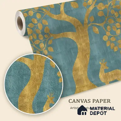 Blue Pichwai Tree of Life Canvas Wallpaper for Pooja and Living Rooms