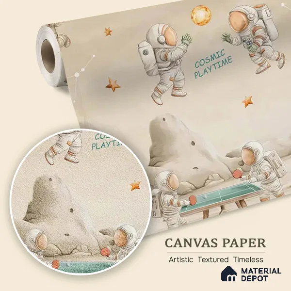 Coffee Bean Cosmic Clubhouse Kids Room Canvas Wallpaper