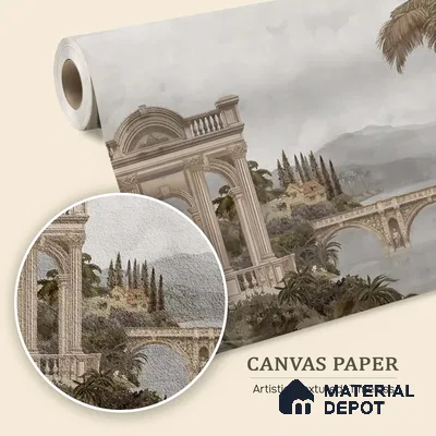 Majestic Foliage Epoch Canvas Green & Sepia (Customised Wallpaper)