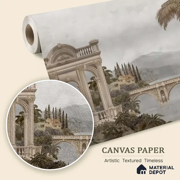 Majestic Foliage Epoch Canvas Green & Sepia (Customised Wallpaper)