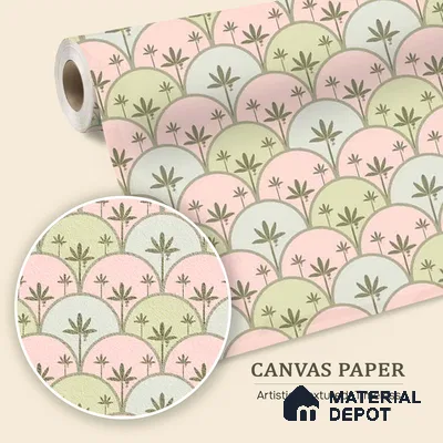 Kanan Roll 10 Meter x 19.68 Inches Canvas Wallpaper for Walls In Light Pink & Green - 54 Sq. Ft. | Minimum 15% wastage during installation