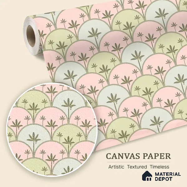 Kanan Roll 10 Meter x 19.68 Inches Canvas Wallpaper for Walls In Light Pink & Green - 54 Sq. Ft. | Minimum 15% wastage during installation