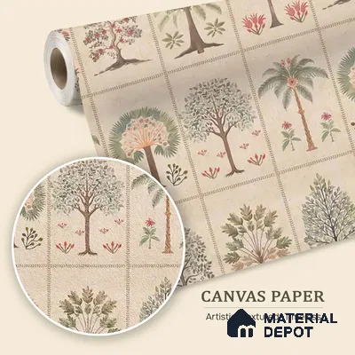 Beige Botanical Bliss Canvas wallpaper Customised for Walls