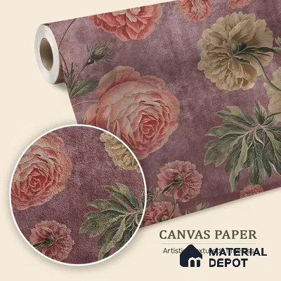 Big Floral Canvas Wallpaper for Rooms Blossoms in Twilight
