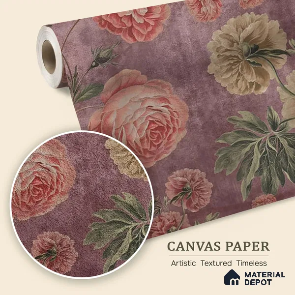Big Floral Canvas Wallpaper for Rooms Blossoms in Twilight