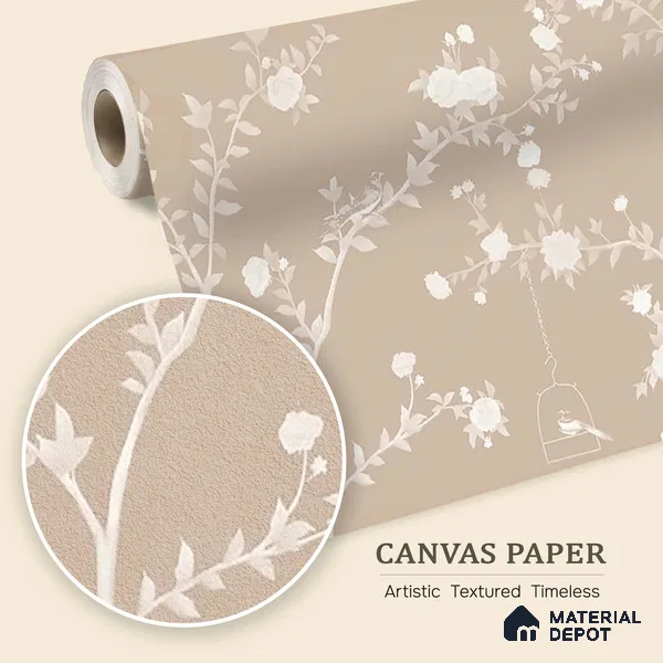 Aura in the Garden Chinoiserie Clay Beige Customized Wallpaper Canvas(Premium)