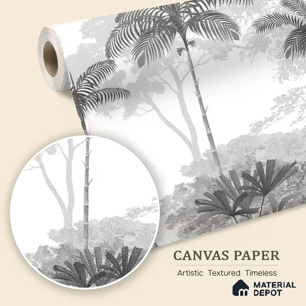 Kovalam, Monotone Tropical Canvas Wallpaper | Customised Size Wallpaper