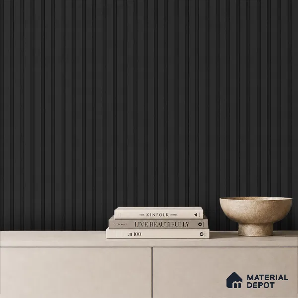 Graphite Black Plain Colour Look PN 03396 9.5 ft x 4.8 inch Charcoal Panel - 11 mm | Suitable for Feature Wall, TV Unit & Living Room | Width is Subjected to 5% Variation