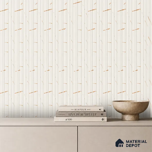 Almond Cream Marble Look PN 03543 9.5 ft x 4.7 inch Charcoal Panel - 12 mm | Suitable for Feature Wall, Living Room & Bedroom | Width is Subjected to 5% Variation